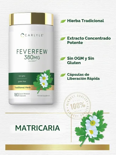 Vista 4 de Carlyle Cápsulas de matricaria 180 unidades Extracto de hierbas tradicionales