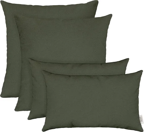 Vista 62 de RSH DECOR: Sunbrella Juego de 4 almohadas lumbares y cuadradas 20 x 12 pulgadas y 17 x 17 pulgadas Tela resistente al agua y a la decoloración