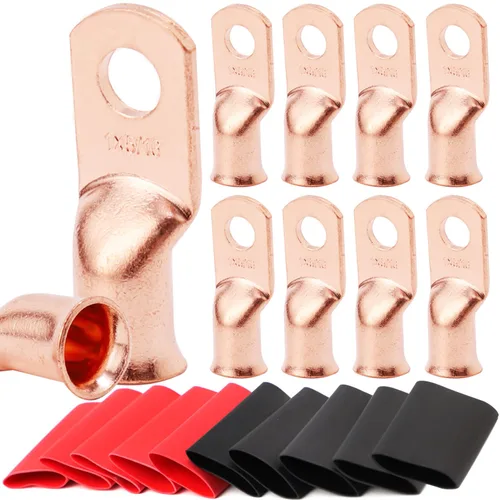 Vista 42 de TKDMR - Kit de 264 piezas de extremos de cable de batería, 132 piezas de terminales de anillo de lengüetas de cable de cobre resistentes AWG 8 6 4 2