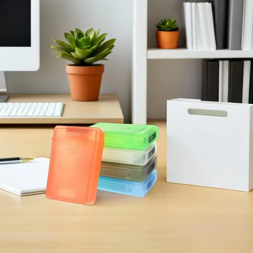 Vista 5 de 5 fundas protectoras para disco duro con plástico duradero a prueba de golpes y caja de almacenamiento estática en blanco, verde y gris para una