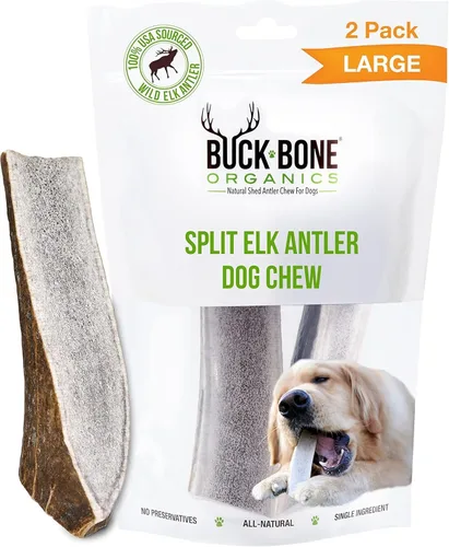 Vista 6 de Buck Bone Organics Masticables para Perros, Astas para Perros, Alce Natural Premium, Huesos para Perros de Larga Duración para Masticadores
