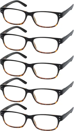 Vista 11 de Eyekepper Gafas de lectura clásicas para hombre, paquete de 5 con bisagras de resorte 5 Pares Mixtos