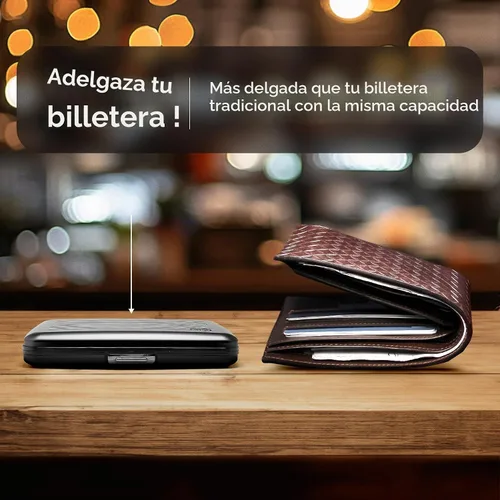 Vista 6 de Cartera de aluminio, gran capacidad, protección RFID. Modelo: OSLO LARGE Aluminio negro