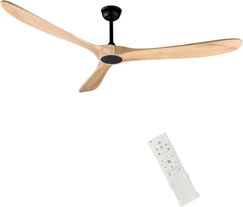 Vista 20 de Ventilador de techo de madera para interiores y exteriores de 52 pulgadas, ventilador de techo CC de 3 aspas con control remoto, 2 varillas Cuerpo