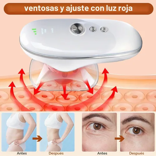 Vista 4 de 5-in-1 Electric Body Sculpting Massager - Red Blue LED Light Therapy & Microcurrent Tool with Oval/Round Suction Cups for Face & Body Tightening
