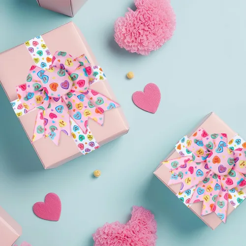 Vista 6 de JarThenaAMCS Cinta con Borde de Alambre para el Día de San Valentín Cinta de Corazón de Conversación Cinta con Alambre de Corazón de Dulce Cinta