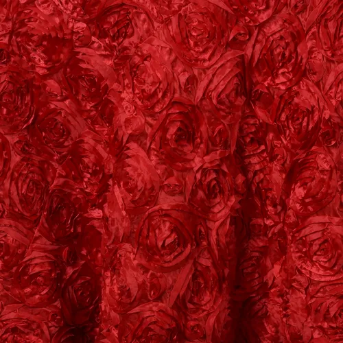 Vista 2 de Tableclothsfactory Manteles redondos con patrón de roseta/rosa 120" - Rojo