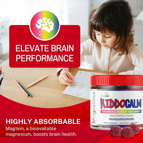 Vista 5 de KiddoCalm - Gomitas de magnesio Magtein L-treonato de magnesio para niños, concentración, calma, sueño, atención y apoyo a la salud cerebral