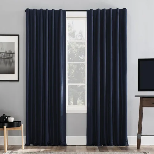 Vista 22 de Sun Zero Greyson - Valance de cortina con pestaña trasera de seda de dupioni de imitación con borlas de cuentas y aislamiento térmico total opaco