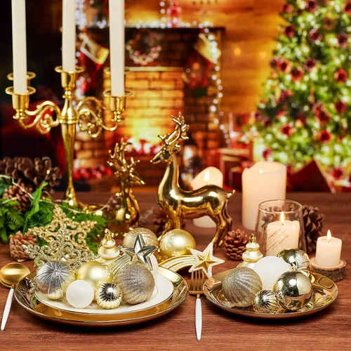 Vista 8 de XmasExp - Paquete de 99 adornos de bolas de Navidad surtidos Juego de bolas de Navidad inastillables con paquete de regalo de mano reutilizable