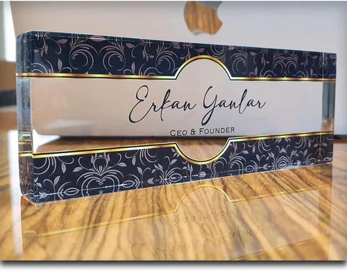 Vista 2 de Placa de nombre para escritorio de oficina, placa de escritorio personalizada, placa de oficina, flor, oficina, accesorios de escritorio, placa