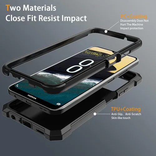 Vista 3 de Funda para Nokia G310 5G con protector de pantalla de vidrio templado, funda protectora delgada de silicona suave de cuerpo completo