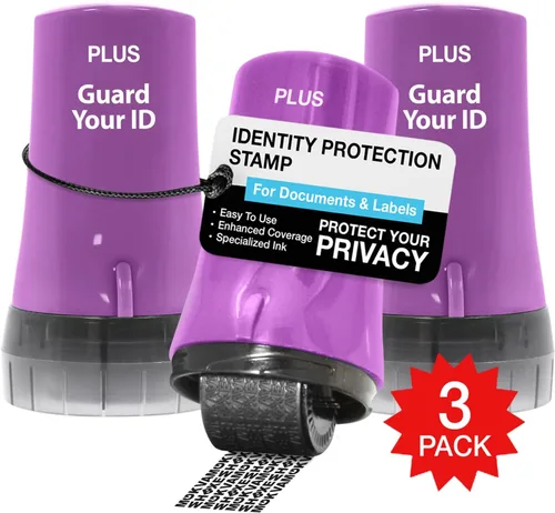 Vista 30 de Guard Your ID Advanced 2.0 Rodillos de goma para robo de identidad, borrador de dirección y prevención de seguridad (Paquete regular de 3, negro)