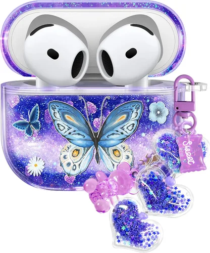 Vista 36 de para Airpods de 2ª/1ª Generación - Estuche Quicksand Liquid Kawaii Lindo Mujer Niña Mujeres Chispeante Brillante Bling Resplandor Adorable Elegante