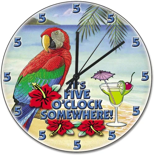Vista 14 de ArogGeld Reloj tropical en algún lugar de madera, reloj de pared de madera, funciona con pilas, 12 pulgadas, sin tictac, moderno, para sala