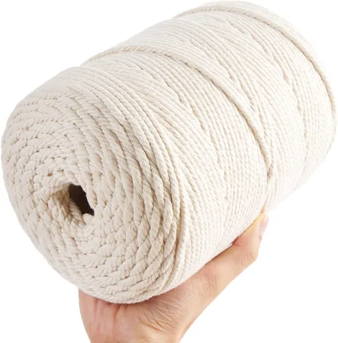 Vista 9 de AIFUN - Cuerda de macramé 3mm X 547 yardas sin teñir 100% algodón natural, cuerda de macramé de algodón trenzado de 4 hebras para colgantes de pared