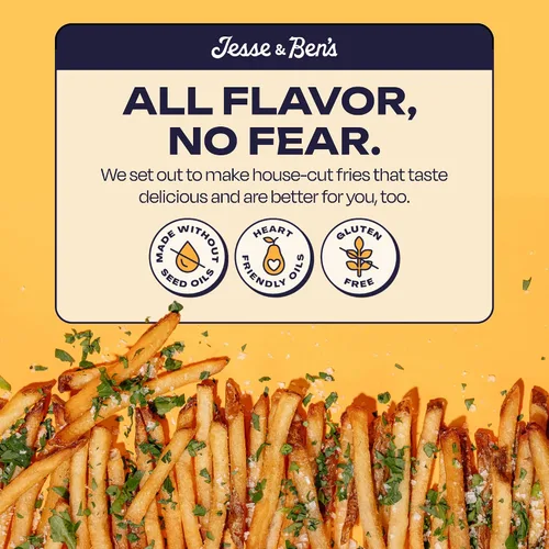 Vista 5 de Jesse & Ben's Classic Sea Salt Fries, Made with Avocado Oil, Gluten-Free, Non-GMO, Vegan Frozen Potatoes, Healthy Snack with No Seed Oils, Delicious