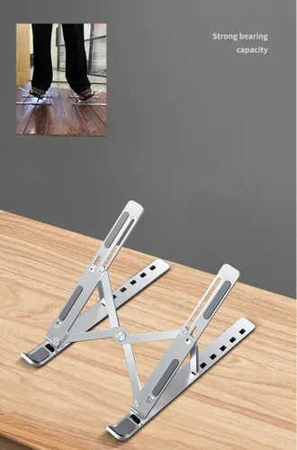 Vista 4 de Soporte ajustable para laptop, elevador portátil plegable de aluminio para portátiles de 10 a 15.6 pulgadas, diseño ergonómico con bolsa