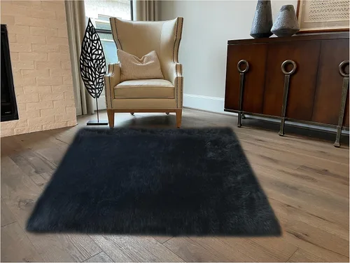 Vista 25 de LAMBZY Alfombra cuadrada de piel de oveja sintética, súper suave, hipoalergénica, de pelo de felpa de primera calidad