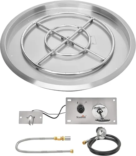 Vista 8 de Stanbroil - Kit de hoguera redonda de 19 pulgadas con kit de encendido por chispa Versión de gas propano, acero inoxidable 304