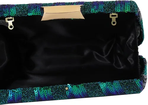 Vista 6 de Ayliss Bolso de noche para mujer, con cuentas de lentejuelas y pavo real, bolso cruzado, bolso de hombro para fiesta, vintage, baile de graduación