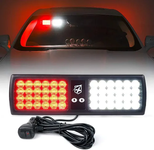 Vista 10 de Xprite - Luces estroboscópicas Amber de 48 LED para visor, luces interiores de parabrisas y protector solar, luces de advertencia de peligro