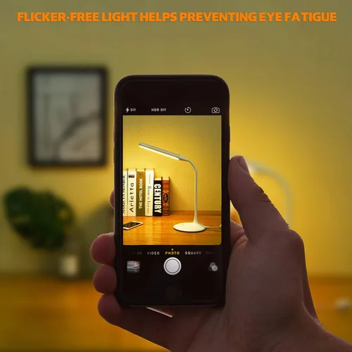 Vista 7 de DAC Lámpara de escritorio LED, lámpara de mesa para el cuidado de los ojos, cuello de cisne flexible de 360 grados, regulable continuamente, 3 modos