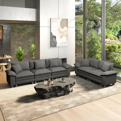 Vista 34 de HERA'S HOUSE Juego de sofás seccionales modulares de 2 piezas, juego de sofá de gran tamaño con loveseat y sillón, cómodos sofás nube con cojines