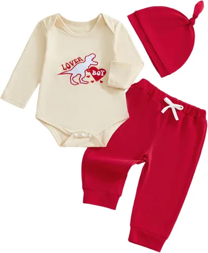 Vista 7 de Kuriozud Baby My First - Conjunto de ropa de 3 piezas para San Valentín