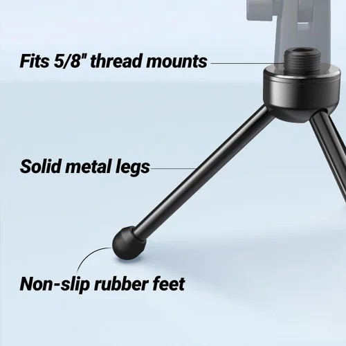 Vista 4 de FIFINE Soporte de trípode para micrófono de escritorio con patas de goma antideslizantes, construcción de metal resistente, soporte de micrófono