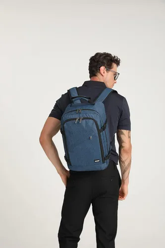 Vista 7 de Kono Mochila de transporte, mochila de viaje aprobada por aerolíneas, mochila impermeable debajo del asiento para vuelo, marino, Mochila casual
