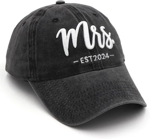 Vista 2 de Mr and Mrs Gifts 2024 Sombreros para hombres y mujeres, regalos de boda para recién casados, sombrero bordado 3D ajustable para parejas
