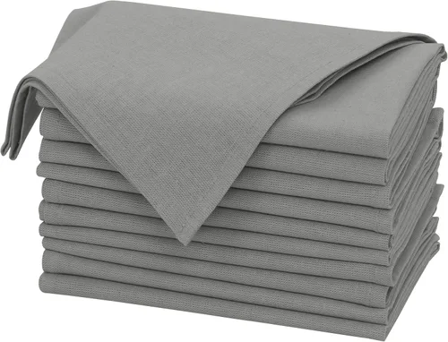 Vista 49 de Ruvanti Juego de 6 Servilletas de Lino, Servilletas de Tela de 18x18 pulgadas, Servilletas de Tela de Mezcla de Algodón y Lino Lavables, Suaves Negro
