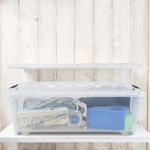 Vista 6 de Kiddream Paquete de 3 cajas de almacenamiento con ruedas de 20 cuartos de galón, contenedor de almacenamiento de plástico transparente debajo