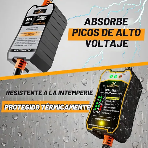 Vista 5 de CARMTEK Protector de sobretensiones para RV de 30 amperios - Analizador de circuito para RV con protección inteligente integrada de 30 amperios