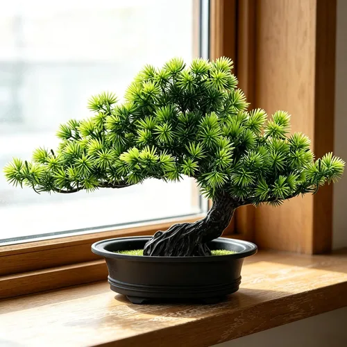 Vista 2 de Árbol bonsái de enebro artificial para decorar interiores para casa u oficina