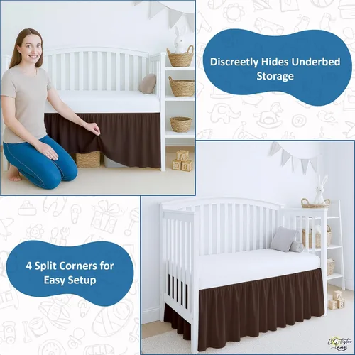 Vista 4 de Cottignton Lane - Falda de cama para cuna con volantes, ropa de cama suave para guardería en 100% algodón natural, estilo plataforma con cobertura