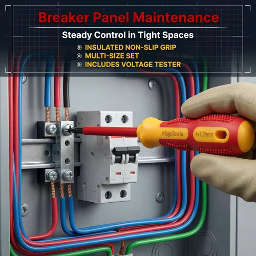 Vista 7 de Juego de destornilladores aislados de 1000 V, juego de destornilladores para electricista de 10 piezas con probador de voltaje y estuche