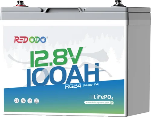 Vista 24 de Redodo LiFePO4 Batería inteligente Bluetooth 24V 50Ah TM baja temperatura, batería de litio integrada en 50Ah BMS, 10 años de vida útil, perfecta