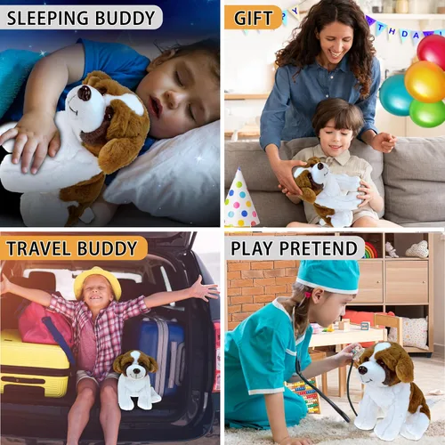 Vista 4 de DolliBu - Animal de peluche para perro de San Bernardo, suave y abrazable, adorable juguete de juego, lindo regalo para mascotas para niños