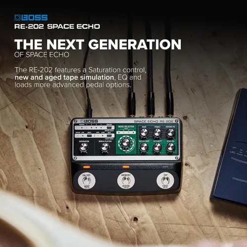 Vista 9 de BOSS RE-202 Space Echo Pedal de Efectos de Eco de Cinta, Delay y Reverberación Recreación Moderna del Legendario Roland RE-201 Space Echo