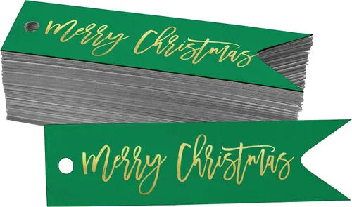 Vista 14 de Etiquetas colgantes con texto en inglés «Merry Christmas» para botellas de papel de aluminio, paquete de 50 unidades Aqua Blue