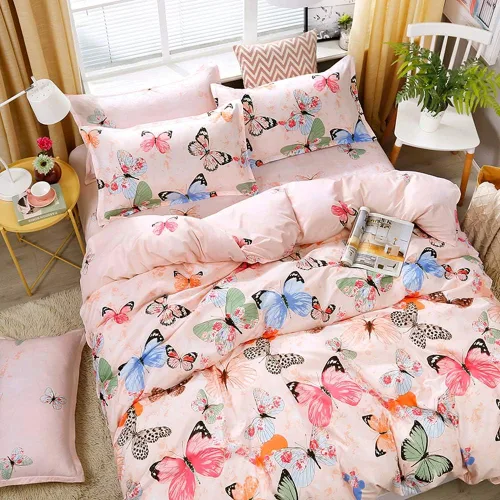 Vista 5 de Feelyou juego de funda de edredón y fundas de almohada de microfibra de poliéster suave para niños y niñas, diseño de mariposas, piñas, ciervos