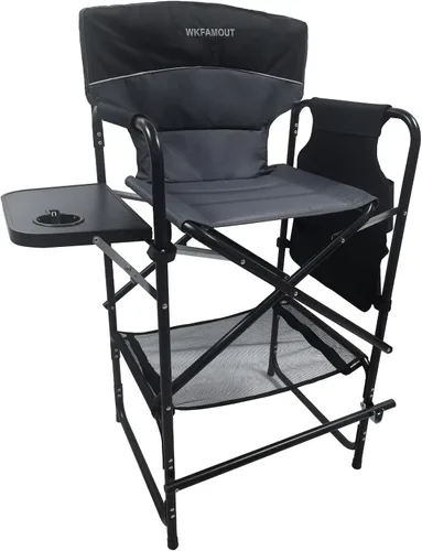Vista 9 de Silla de director plegable alta de 30.7 pulgadas de altura del asiento, taburete de bar plegable para artista de maquillaje, pintura facial con mesa