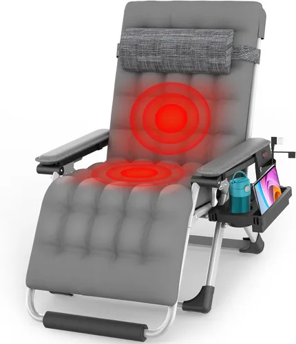 Vista 8 de Suteck Heated Zero Gravity Chair, 29" XL Oversized Reclining Lounge Chairs Dark Fossil Gray