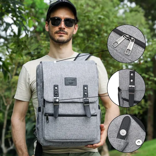 Vista 6 de HFSX Mochila vintage antirrobo, mochila para computadora portátil para hombres y mujeres, mochila de viaje de negocios, mochila universitaria