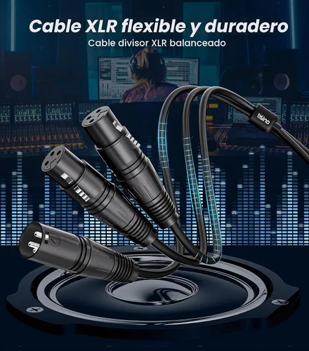 Vista 6 de Tisino Cable XLR Y-Splitter Cable hembra doble XLR a macho de micrófono combinador Y cable de conexión de adaptador de micrófono equilibrado