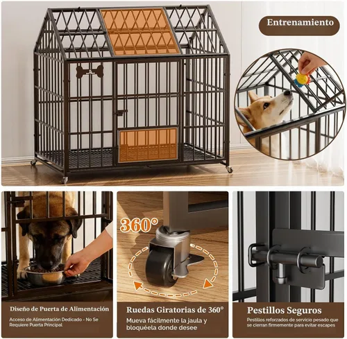 Vista 4 de Dosker - Jaula para perros XL de 42 pulgadas, de acero para interiores, a prueba de escapes