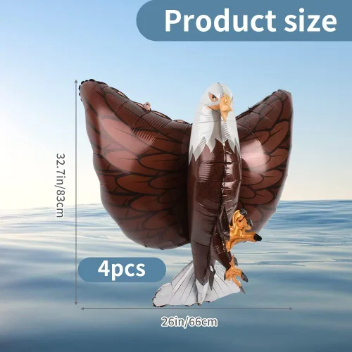 Vista 6 de 4 globos inflables 3D de 32.7 x 26 pulgadas de águila gigantes para decoración de fiestas de animales, pájaros grandes, celebración del 4 de julio