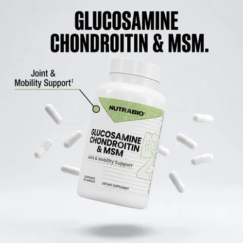 Vista 4 de NutraBio Suplemento de glucosamina condroitina y OptiMSM, fórmula de apoyo articular - 120 cápsulas (120 unidades)